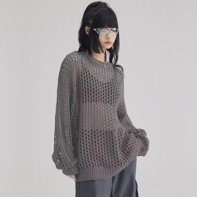2023 Unisex Modischer Lockerer Strickpullover mit Hohlmuster und Rundhalsausschnitt