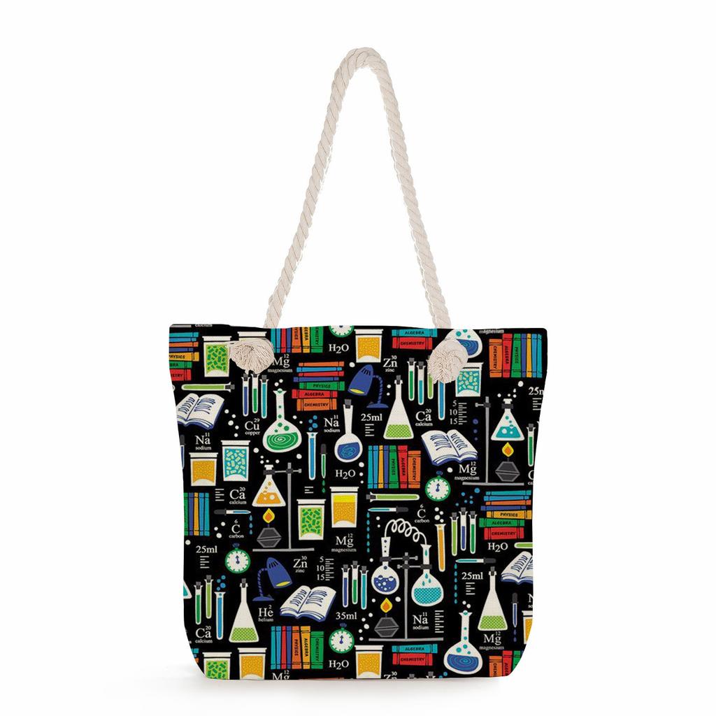 Physical Chemistry print thick rope single-shoulder beach bag 7216