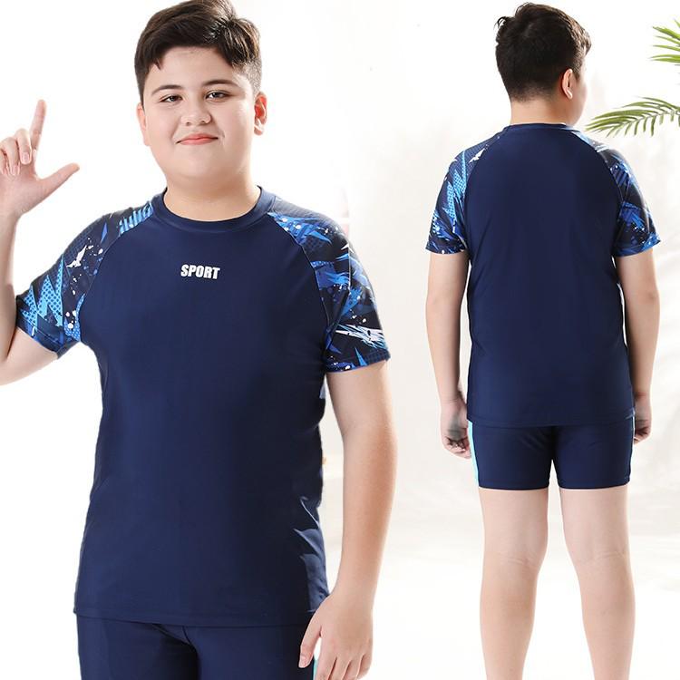 Customizable Quick-Dry Camouflage Swimwear: Boys' Plus Size Two-Piece Swimsuit for Kids