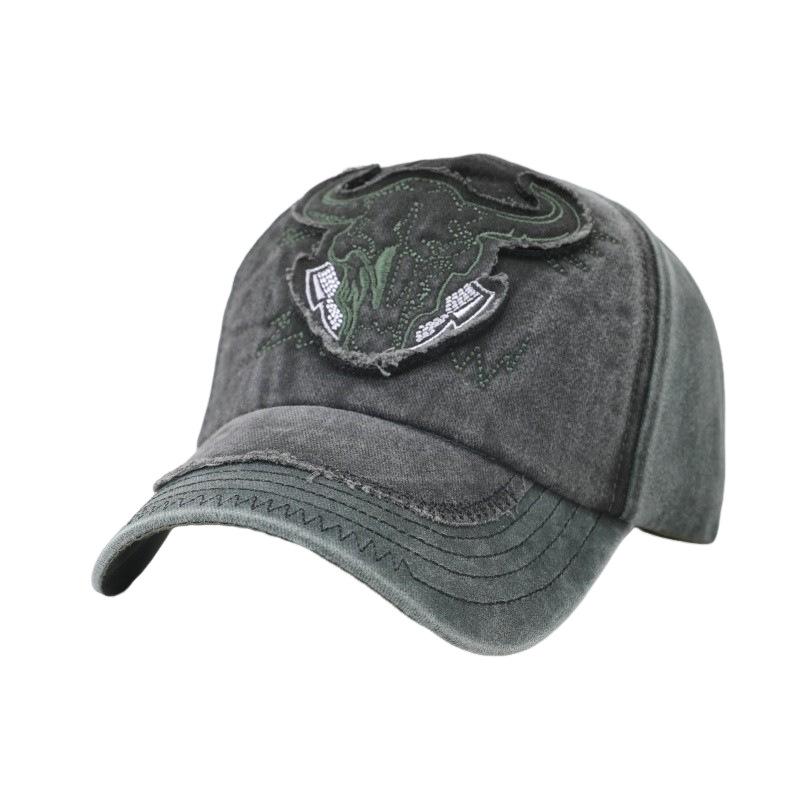 Bullhead personalized cap summer fishing visor men's and women's trend European and American washed sticker baseball cap hat