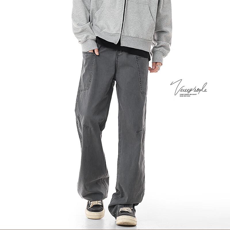 

VUUG Men s American Retro Washed Workwear Straight-Leg Pants 3XL