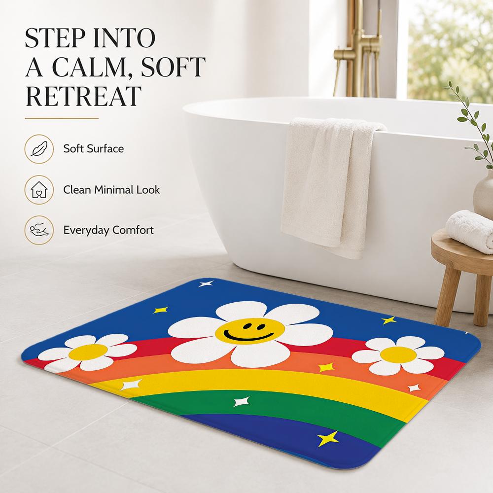 Trendy Art Motif w-wiggle wiggle Floor Mat Non-Slip Absorbent Floor Mat Decorative Rug for Home Bathroom Bedroom Entryway