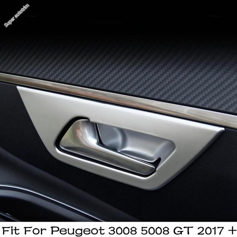 Car Inner Door Handle Bowl Frame Cover Trim Fit For Peugeot 3008 5008 GT 2017 - 2025 ABS / Stainless Steel Accessories Interior