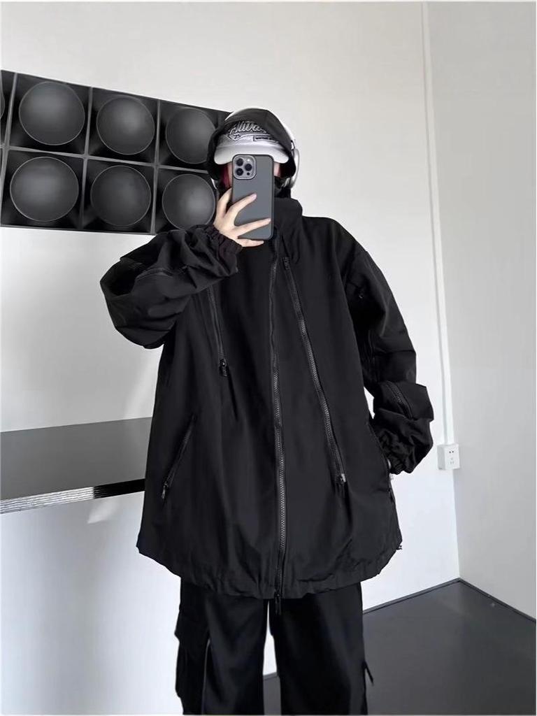 Men's Trendy American Hip Hop Hong Kong Style Loose Workwear Windbreaker