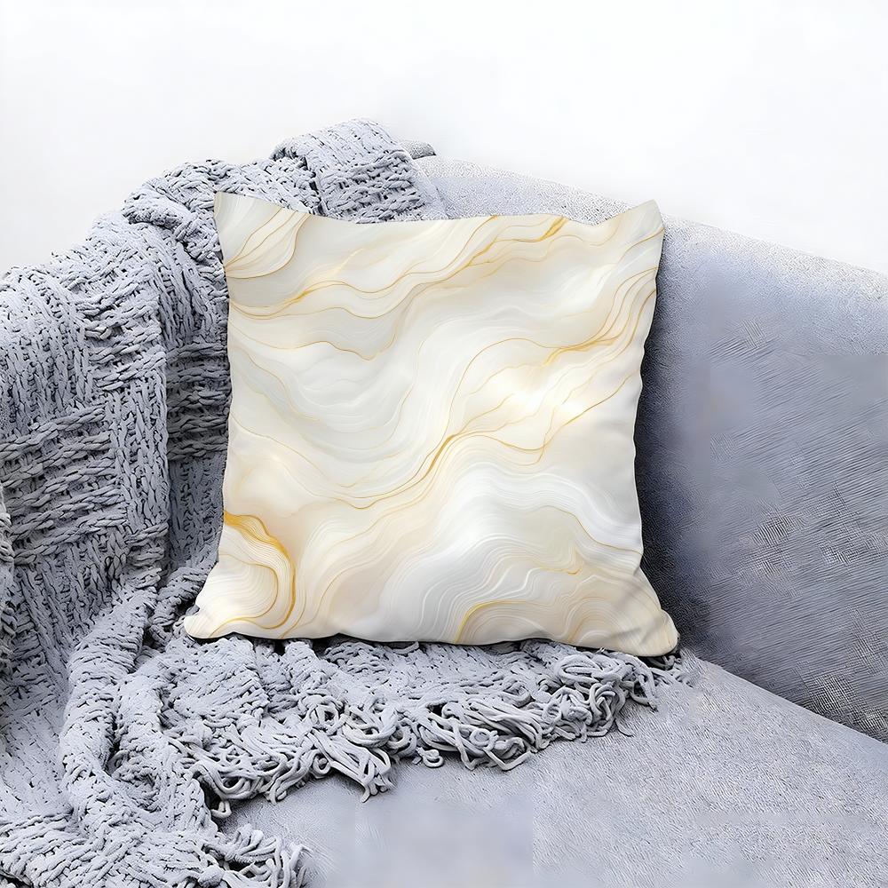 Elegant White Marble Pattern Cushion Cover Premium Comfort Reversible Pillow Cove Two In One Design for Any Room Car Interior