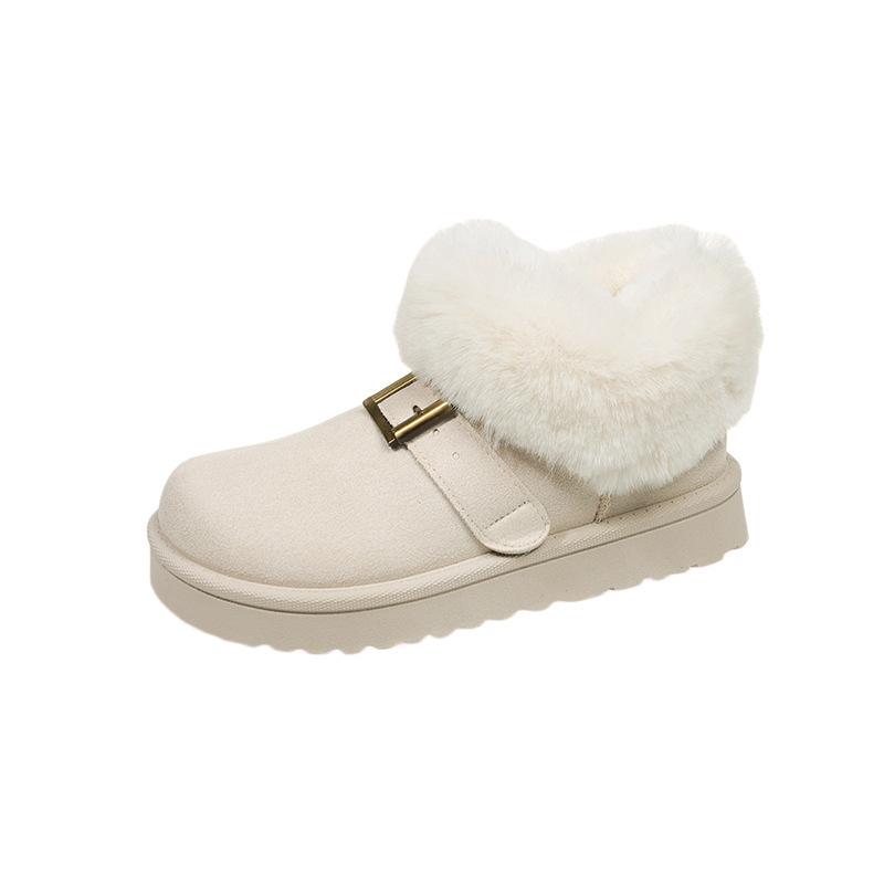Snow boots fur integrated winter new short tube piled thickened lazy cotton boots 36
