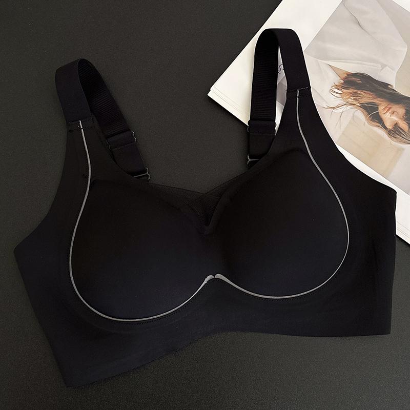 Jelly seamless underwear women's thin big breasts show small anti-sagging fat mm large size bras gather and close the secondary breasts to support