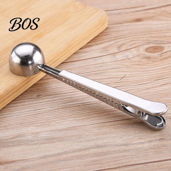 Integrated Spoon And Sealing Clip 2 in 1 Bag Clip, Stainless Steel Measuring Clamp Scoop, Multifunctional Powder Sealer for Milk Coffee, Airtight