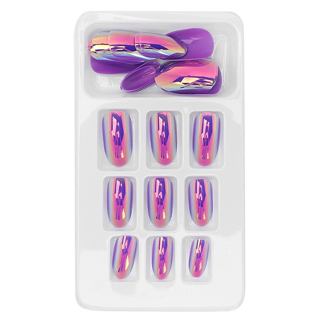 24pcs Fashionable Fake Nails Detachable Bright Color False Nail Patch Full Cover Nail Art Tips