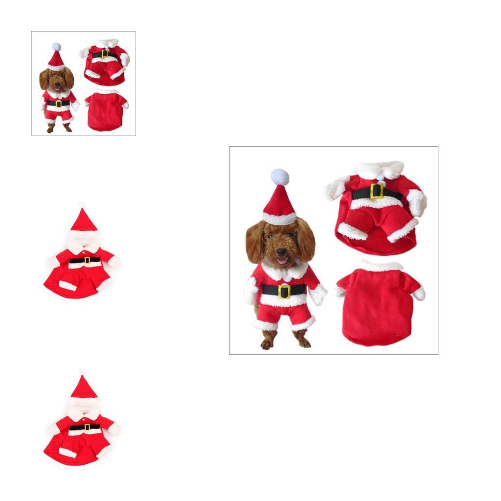 Small Dog Pet Cat Santa Claus Costume Outfit Jumpsuit Clothes Christmas For