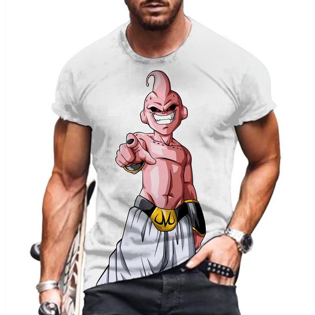 

Новинка лета, мужская футболка Majin Buu в стиле Харадзюку, топы Dragon Ball Z, мужские футболки Vegeta Essentials большого размера, S-5XL Y2k L