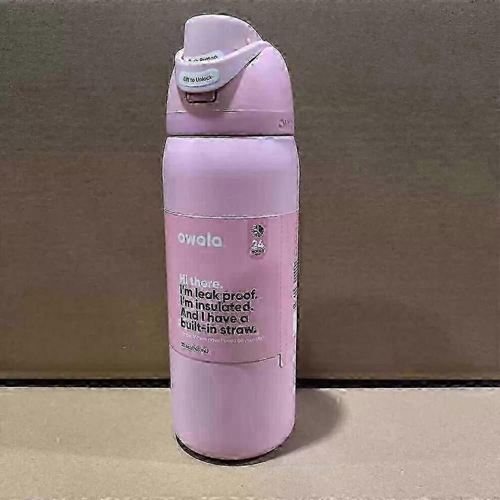(Jak je ukázáno, Jedna velikost) Owala FreeSip nerezová láhev na vodu 24oz/32oz v barvě Růžový křemen