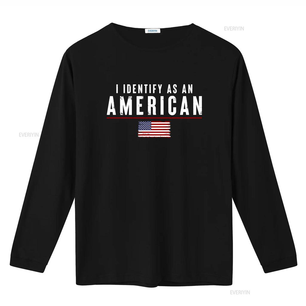 Patriotic American Flag T Shirt for Men I Identify As An vintage Washed Stretched Stylish Versatile streetwear Casual