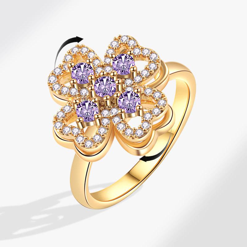 Offener Ring mit Zirkonia-Blume, Damen-Design, Nischenring, zweifarbig, Sonnenblume, doppelte Kamelie, personalisierbar, vielseitig verstellbar, Windmühlenring, Schmuck