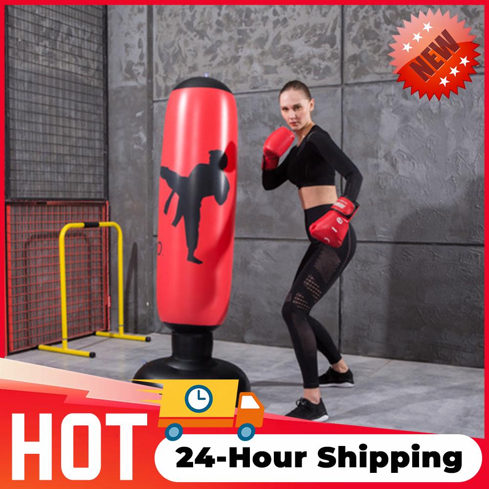 Inflatable Boxing Sandbags Punching Bag 160cm Boxing Column Karate Taekwondo Training Props Inflatable Boxing Bag Gift for Boys