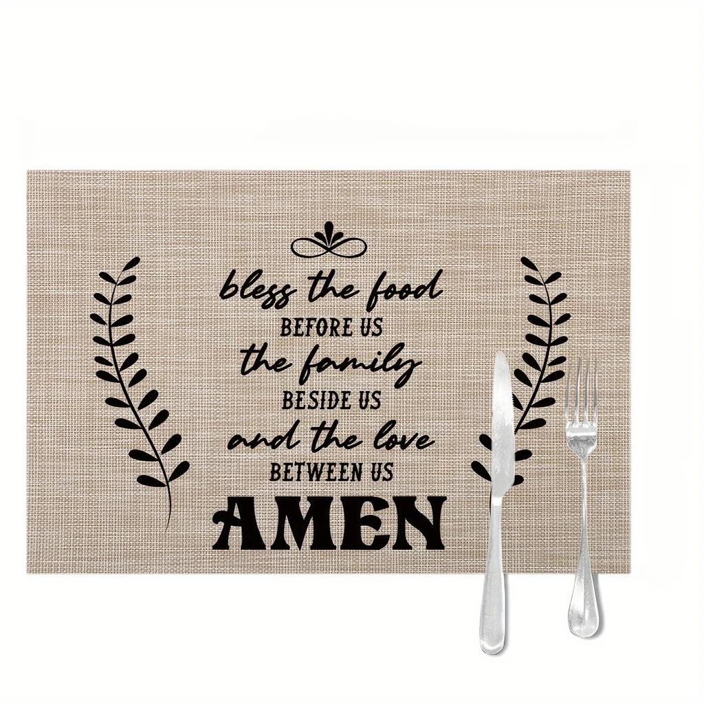 1PC Blessing Table Pad Printed Font Linen Meal Mat Kitchen Tables Decoration Placepads Party Anti Scalding Protection Desktop