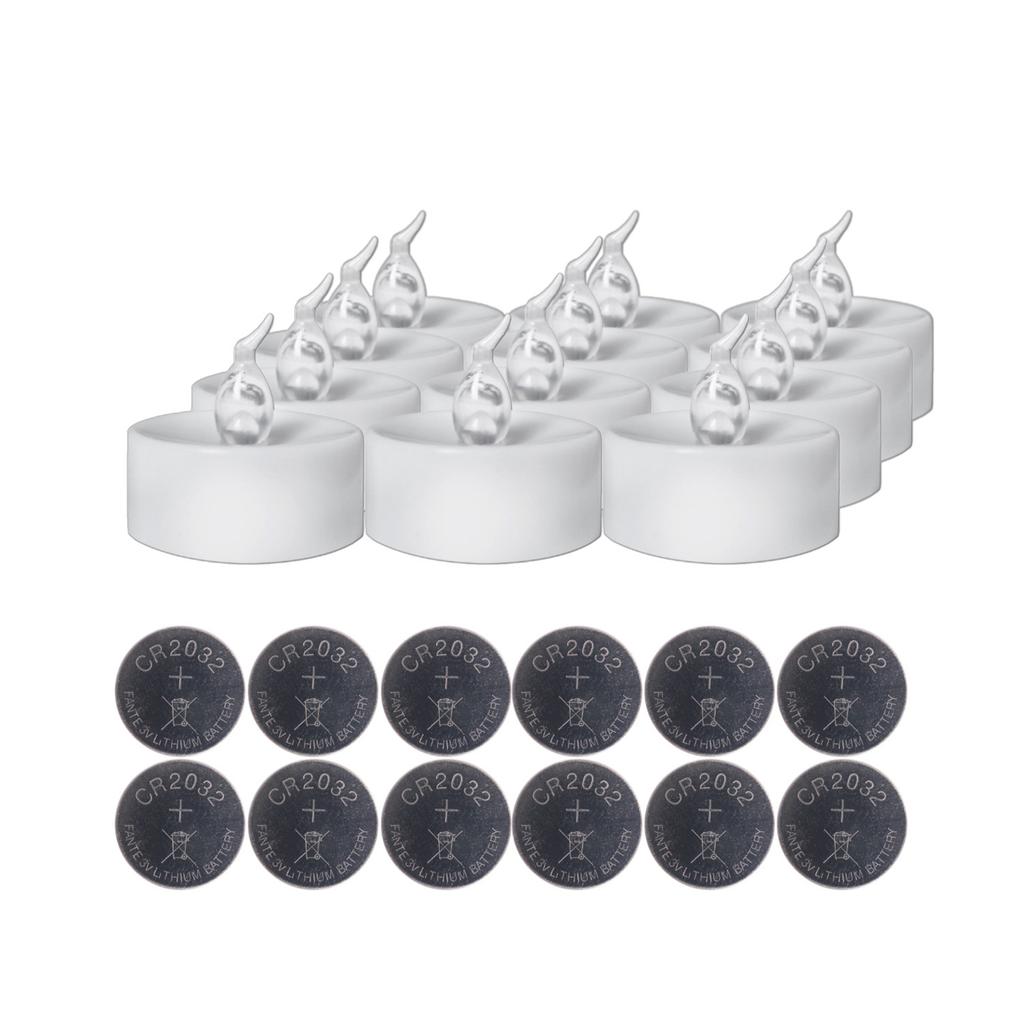 12Pcs Plastic Flameless Candles Ivory Battery Operated Candles LED Tea Lights Candles Wedding Decor