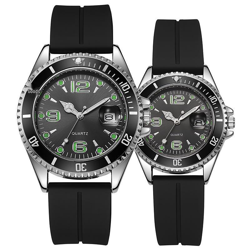 Orologio Sportivo di Coppia in Quarzo Fantasma d'Acqua Verde: Silicone Casual, Impermeabile, per Studenti