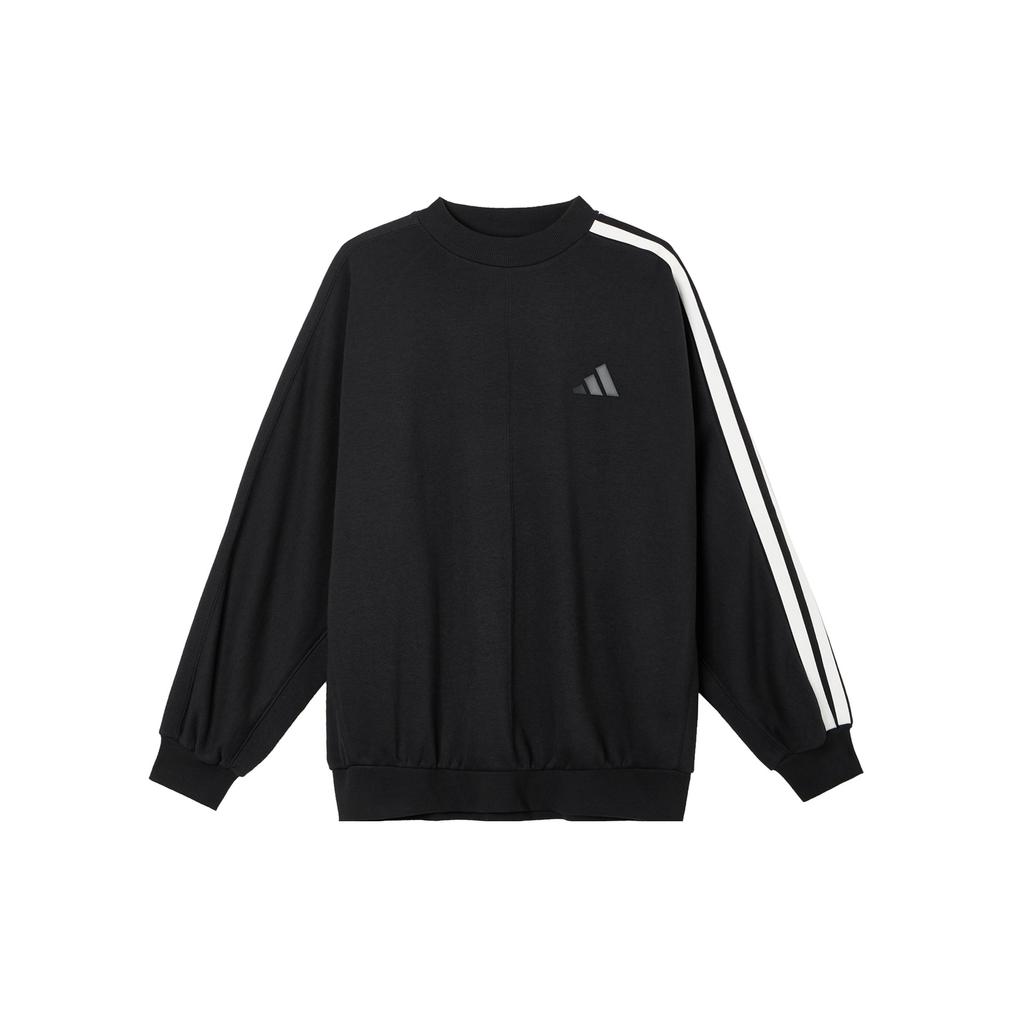 Adidas Logo Striped Loose Pullover Sweatshirt Unisex Sweatshirt Black JL6080