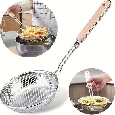 Skimmer Spoon Thickened Stainless Steel Strainer, Household Lo Mein and Dumpling Strainer, Large Kitchen Fried Strainer