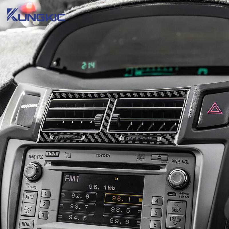 Prawdziwe Miękkie Włókno Węglowe Do Toyota Yaris XP90 2006 2007 2008 2009 2010 2011 LHD RHD Samochód Centralny Panel Sterowania Naklejka na Kratkę Powietrza.