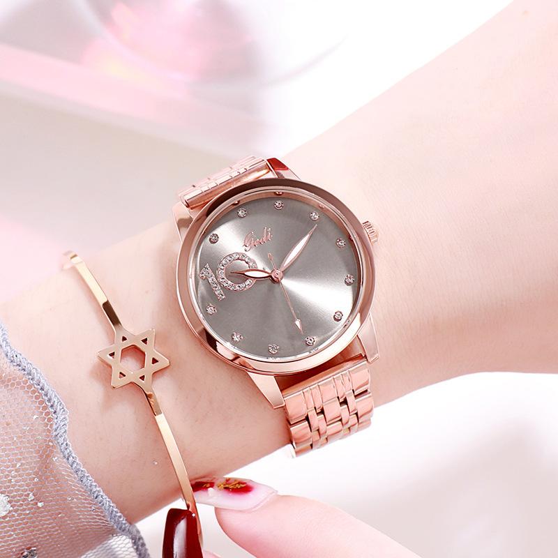 Women'S Temperament Diamond-Encrusted Wrist Watch Fashion Steel Belt Women'S Quartz Watch Casual Waterproof Women'S Watch