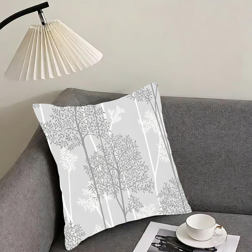

Gray Low White Flower Pattern Cushion Cover Pillowcase Ultra Soft Skin Friendly Fabric Cloud Like Comfort Concealed Zipper 30x30cm