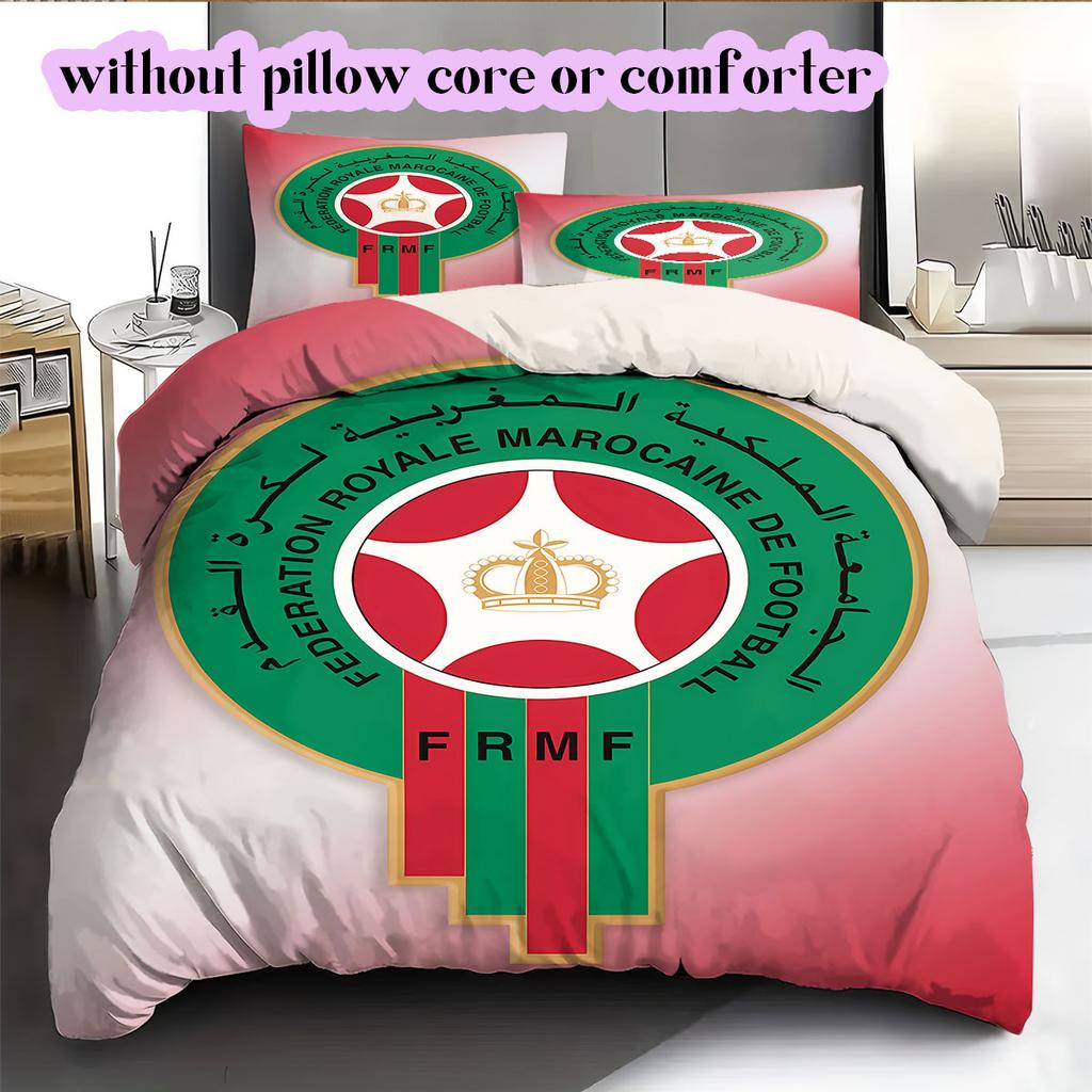 Morocco National Football Team Pattern Bedding,Quilt Set Quilt Cover Pillowcase Home Birthday Gift (1*duvet Cover+2*pillowcase,without Core)
