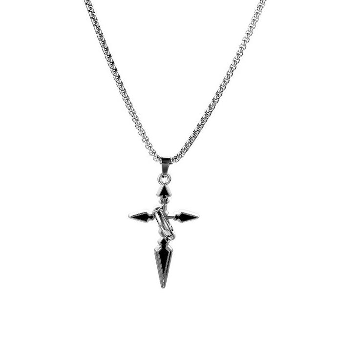 

Крест кулон мужское ожерелье мужские Tide Hundreds Of Chain аксессуары мальчики свитер кулон титановая сталь цепь 60cm серебряный