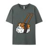 Funny Sushi English Bulldog Tshirt Vintage Tshirt Oversized Cool Tops Tees Cotton T Shirt for Students Crazy