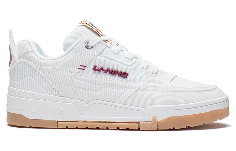 Li Ning Qitian Qi Tian Abrasion Resistant, Lightweight, And Breathable Low top Skateboard Shoes Men's Ecru AGCS079-5