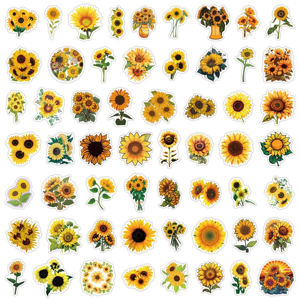 55 New SunFlower Graffiti Stickers Decorate Laptop Suitcase Mobile Phone DIY Stickers