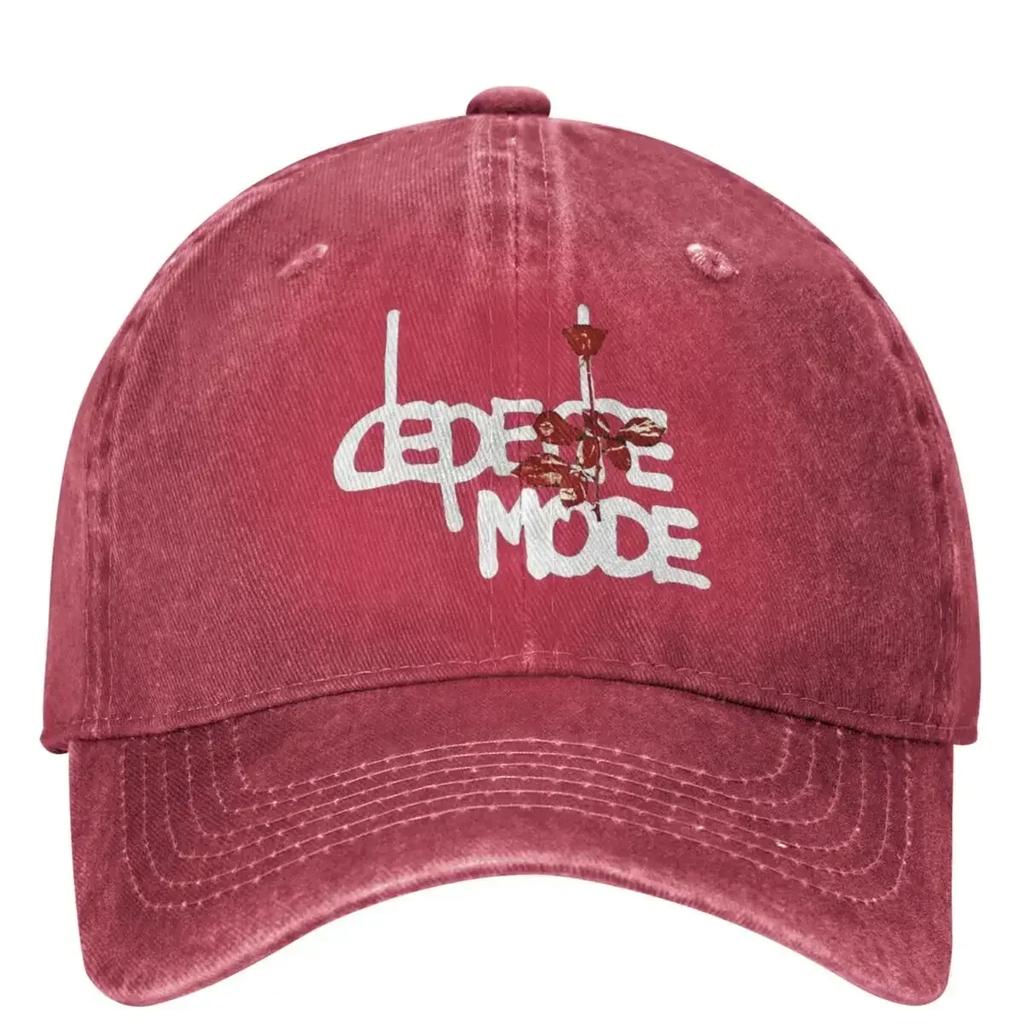 Men Women Red Mode Flowers Depeche Modes Rock Band Baseball Cap Vintage Distressed Denim Sun  Adjustable