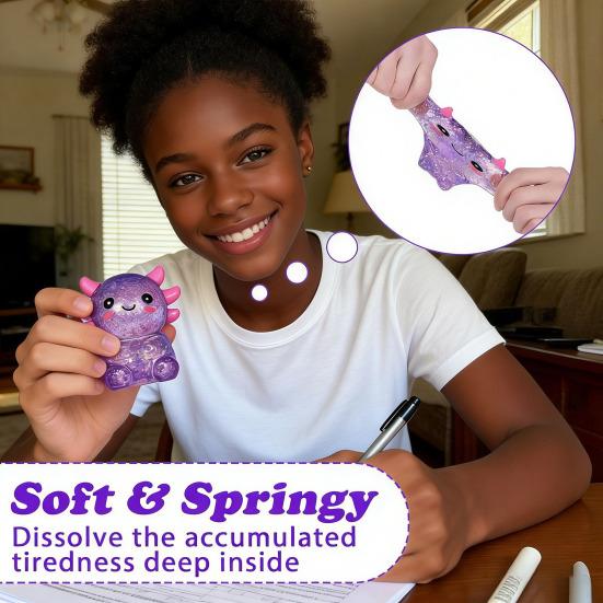 1/4Pcs Glitter Salamander Squeeze Toy Stress Relief Cartoon Salamander Sensory Toy Decompression Clear