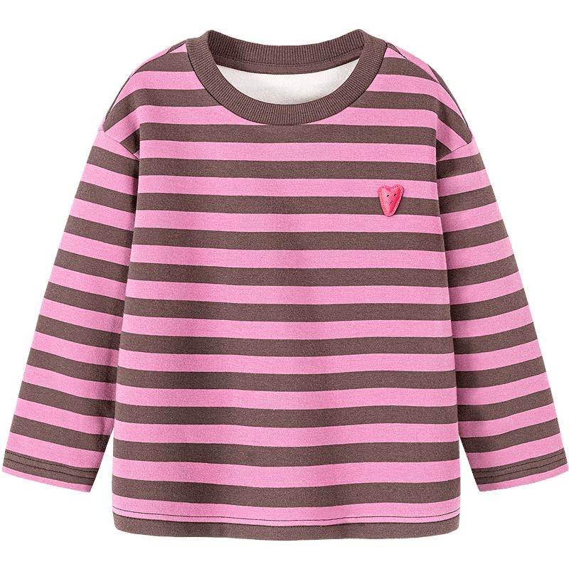 Minibala Kids  Striped Fleece-Lined Long-Sleeve T-shirt 150