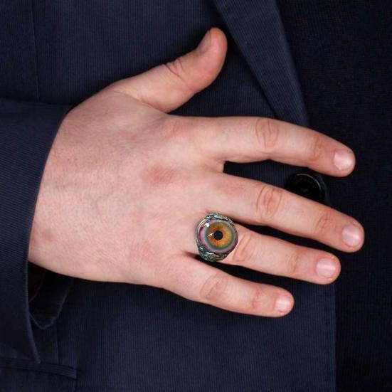Eye of Veil Ring Handmade Resin Ring with Eye Design Waterproof Fading-Proof Adjustable Fit Vascular Details Ring