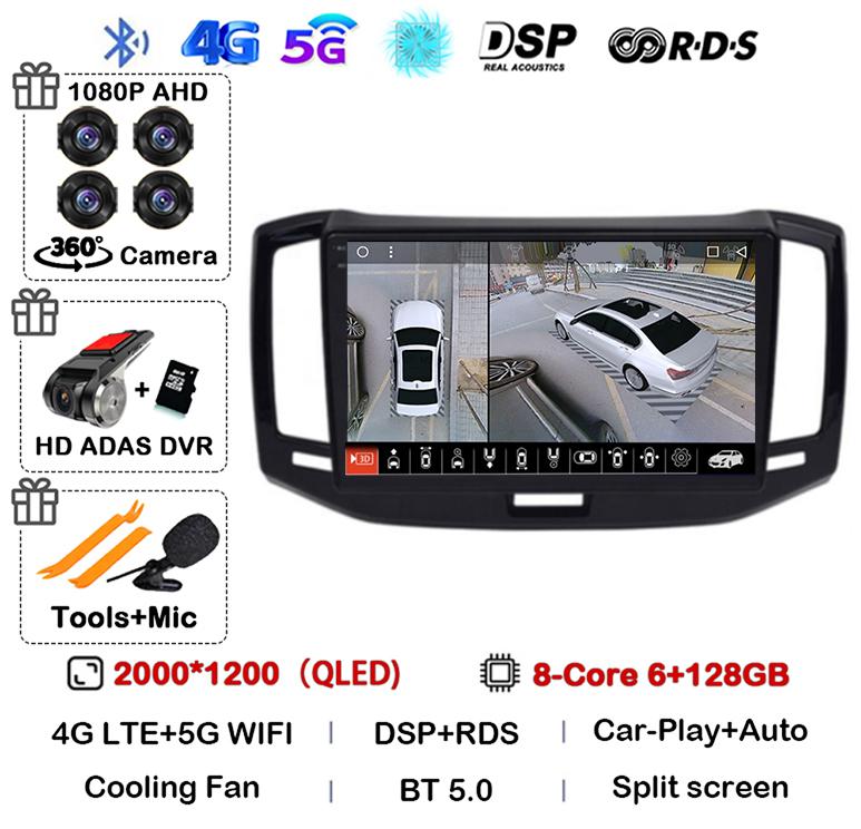 Android 14 Auto CarPlay WiFi+4G Autoradio GPS Für Chery E3 2013 2014 2015 2016 2017 Multimedia Video Player 360 Kamera Head Unit