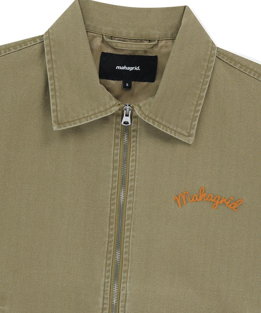 Mahagrid Washed Drizzler Blouson Jacket Olive(Mg2Fsmj248A)