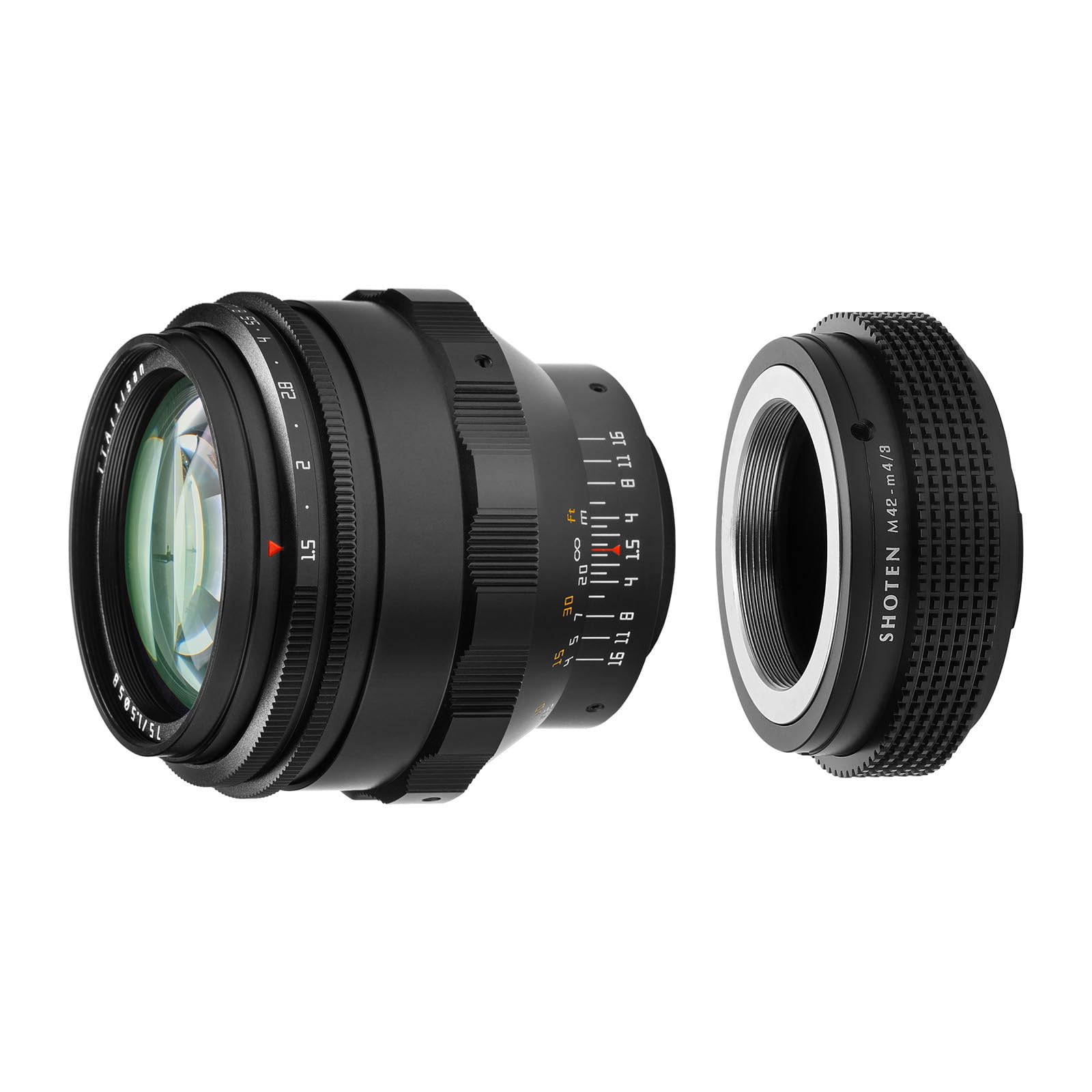 

TTArtisan 75mm M42 Mount Medium Telephoto Lens with Large Single Focal and Micro Four Thirds Mount SHOTEN by Meisho Optical F1.5 Lens, Full-Frame чорний
