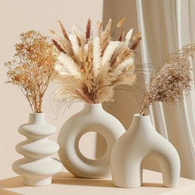 Modern White/black Ceramic Flower Vase In Nordic Style, Bohemian Home Decoration, Wedding Decoration Accessory, Desktop Art Deco