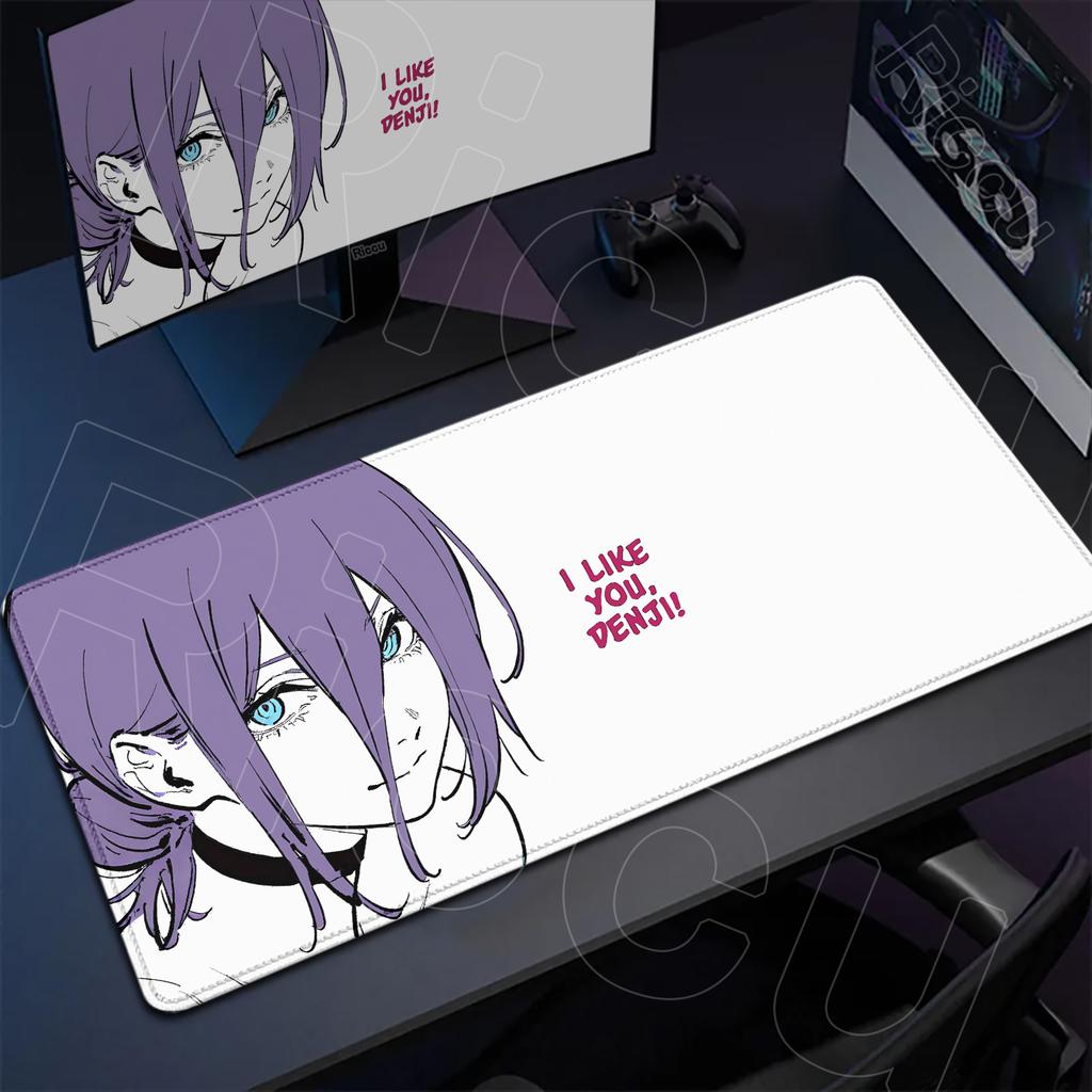 Large Writing Non-slip Office Student Gamer Mat Cute Reze And Flower Art Table Laptops C-Chainsaw Mans Thicken Durable Mouse Pad