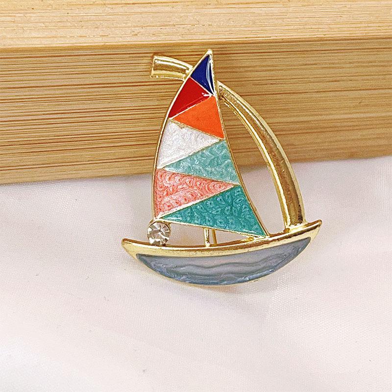 Smooth sailing, color sailing brooch, corsage, corsage, oil drop pin, advanced sense, anti-light buckle