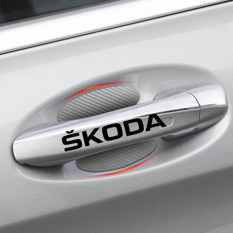 YCGG5 8Pcs Car Door Sticker Auto Handle Anti Scratch Protection Film Car Styling For Skoda Octavia KAMIQ KODIAQ SUPERB RAPIDFABIA YETI