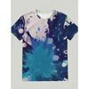 Women's Loose Round Neck T-shirt, Abstract Blue Art Print, Soft and Breathable Short Sleeves,