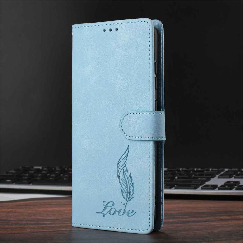 Kielkalligraphie Feder Geprägtes Muster Flip Card Design Brieftasche Hülle für Motorola Moto E13 E20 G05 G54 Edge 40...(8-Farben)