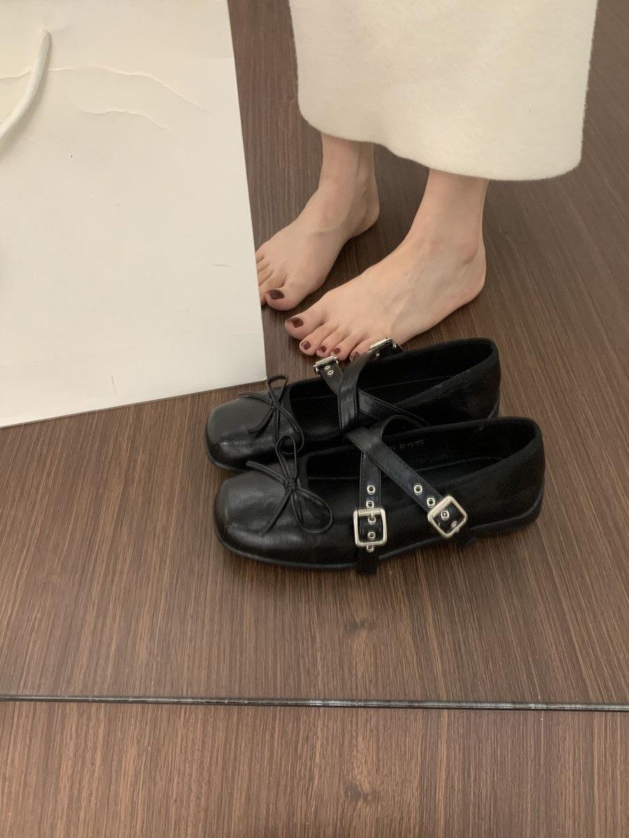 Low Heel College Cross Strap Mary Jane Small Leather Shoes Women s Casual Platform Ballet Shoes 35