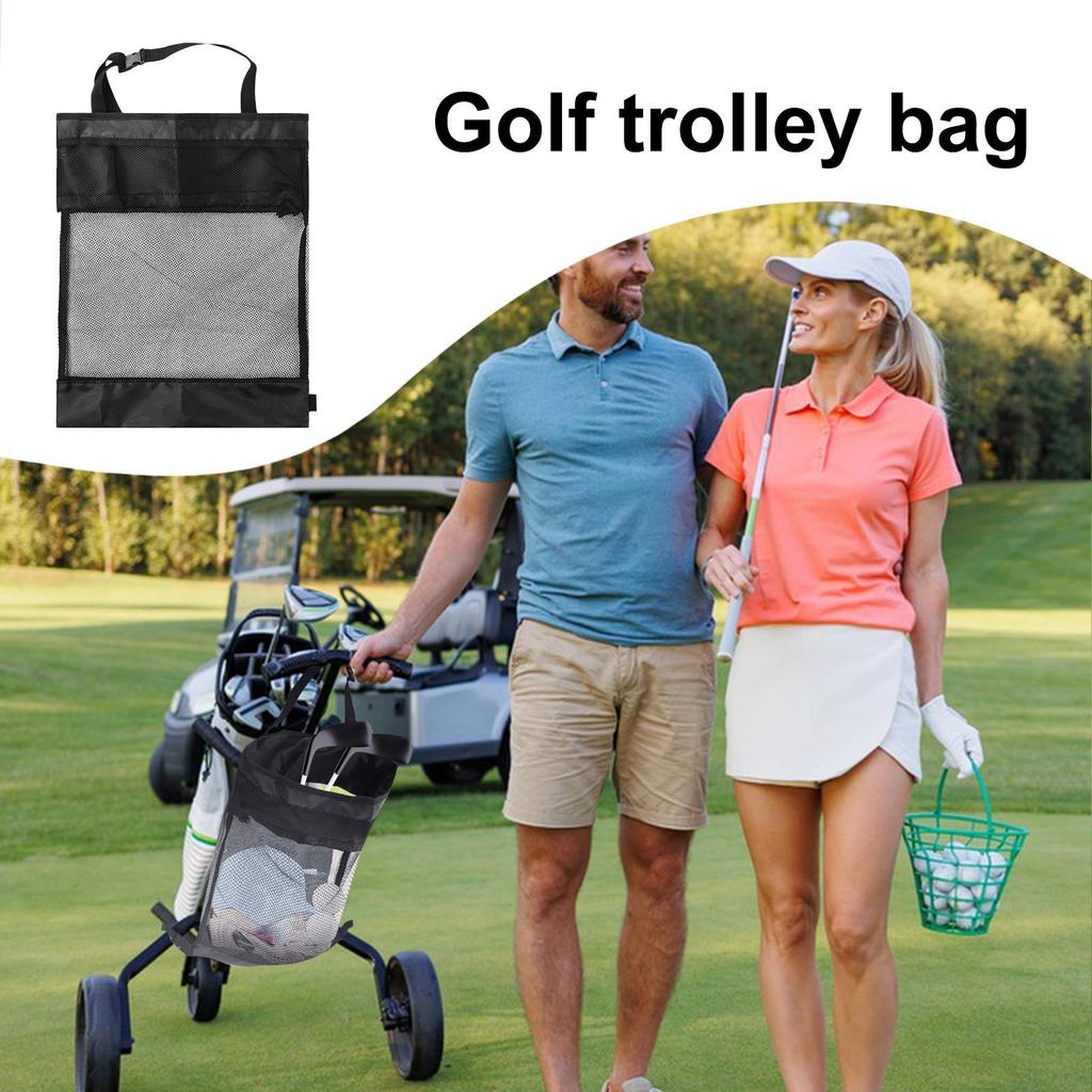 Golf Cart Organizer Push Pull Golf Cart Bag Black Garage Net Bag Portable Golf Cross-border For Golf Cart Cart Storage Bag Parts