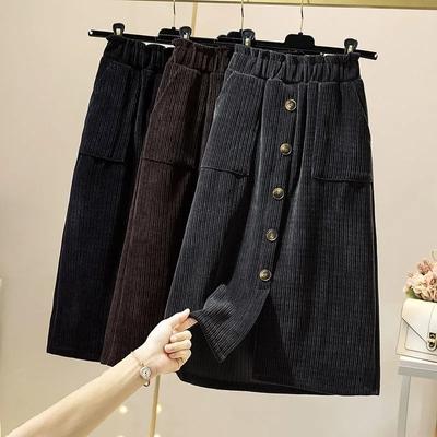 Eleganter Halbkörperrock für Damen in reiner Farbe, schmaler, gerader Rock