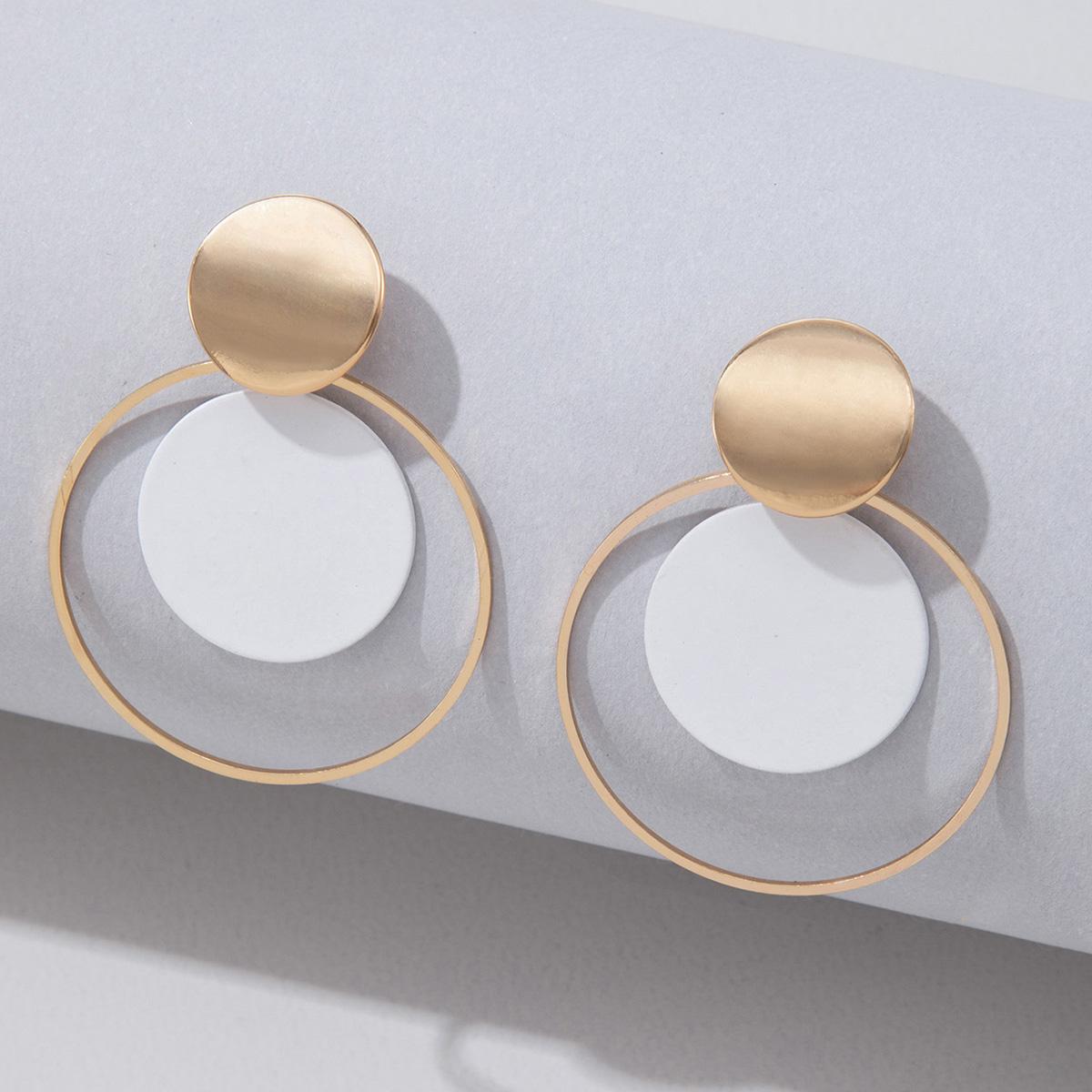 

Новые геометрические минималистичные контрастные металлические серьги-подвески с пайетками для женщин, ювелирные изделия, персонализированные универсальные серьги-подвески