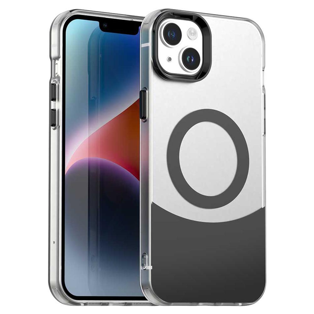 For iPhone 15 Plus/14 Plus Case Compatible with MagSafe Color Splicing IMD TPU+PET+PC Mobile Cover